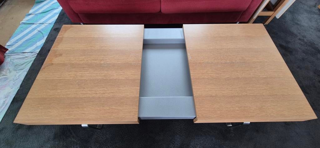 Leolux  salontafel uitschuifbaar, Gebruikt, 100 tot 150 cm, Minder dan 50 cm, Rechthoekig