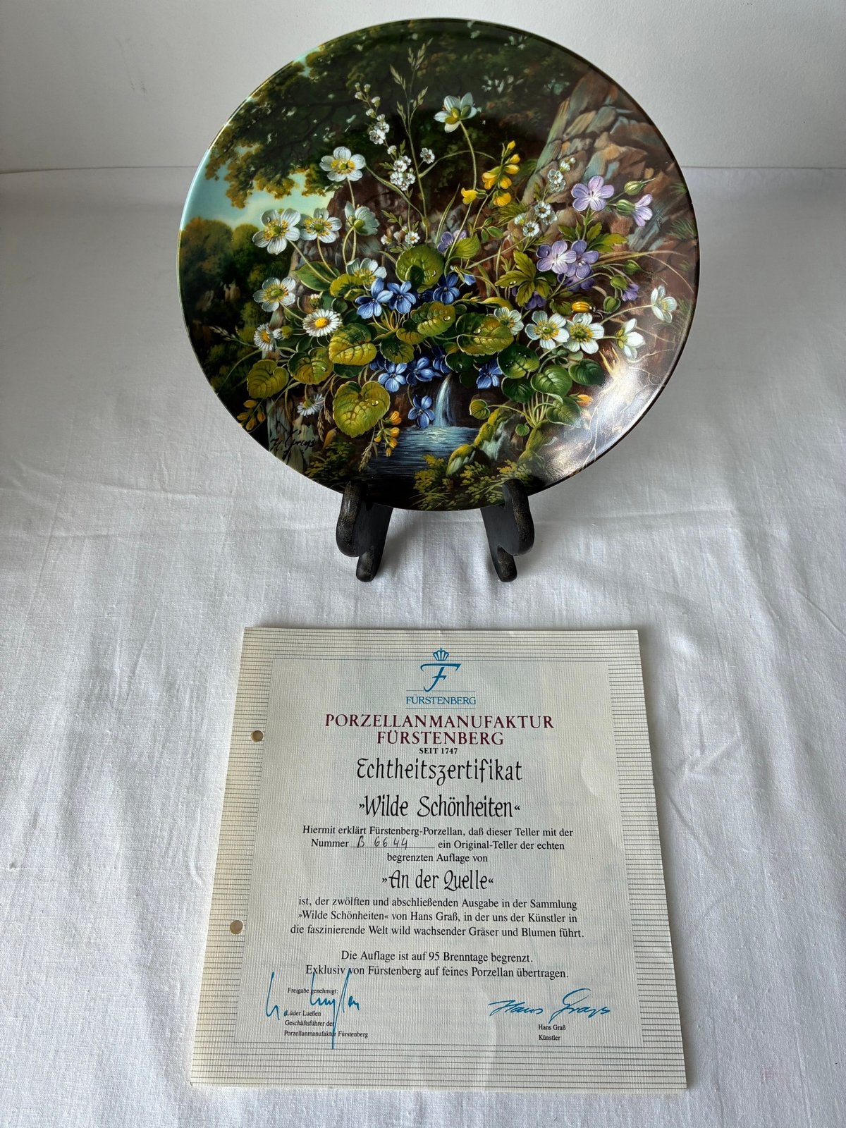 Fürstenberg Wandbord "An der Quelle" Hans Graß 1991, Ophalen of Verzenden