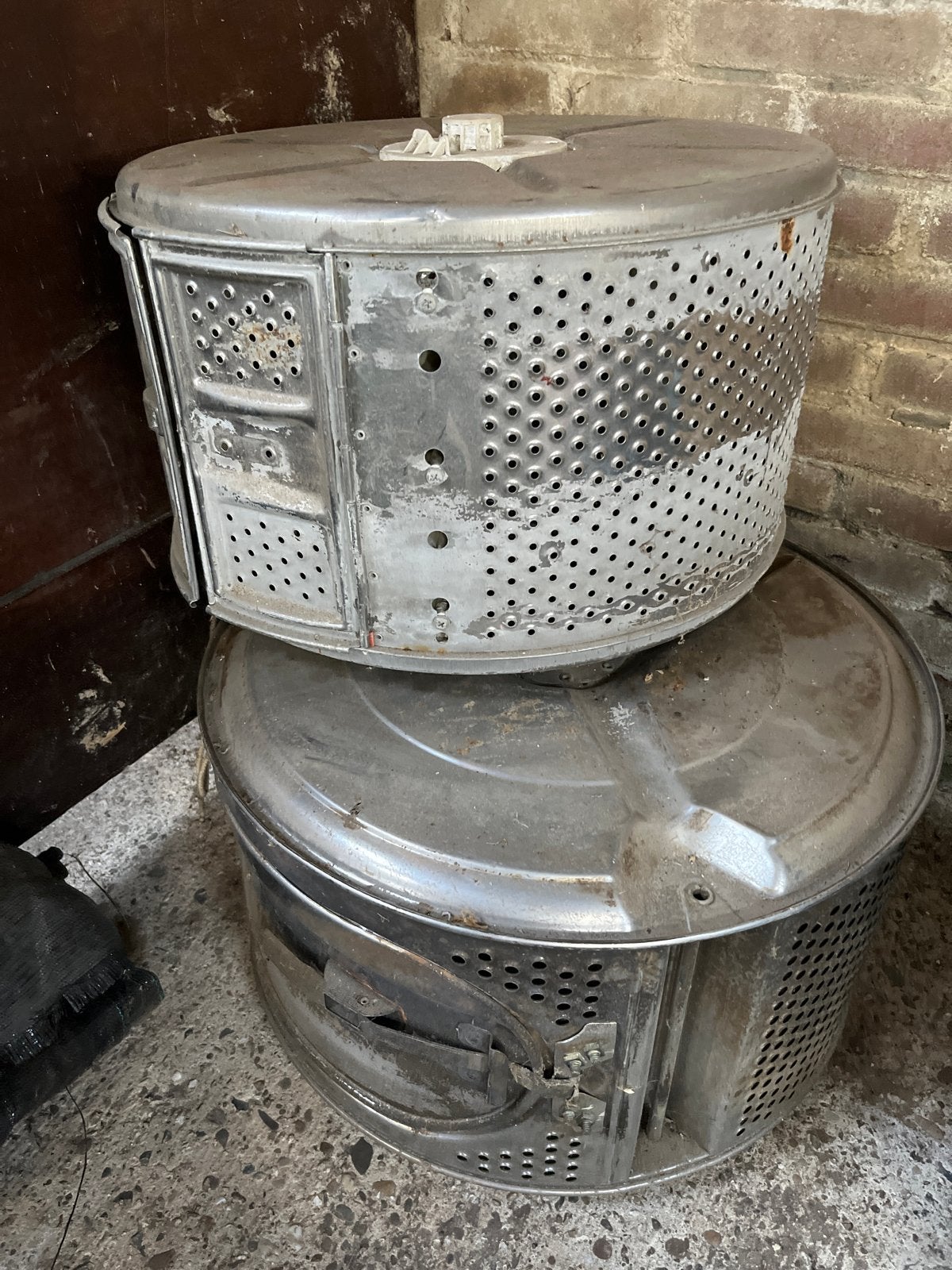 2 Wasmachine trommels - ideaal voor upcycling/decoratie, Antiek en Kunst, Ophalen