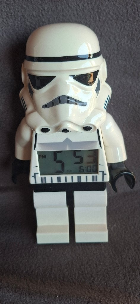 Lego big minifig wekker starwars stomtrooper, Gebruikt, Star Wars, Lego, Ophalen of Verzenden