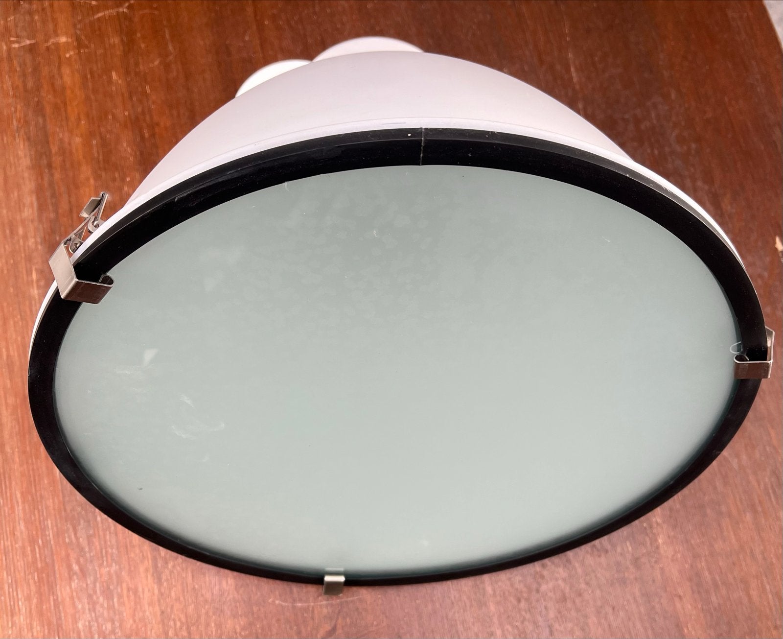 Industriële hanglamp met matglazen diffuser, Ophalen, Gebruikt, Metaal, E27 (groot)