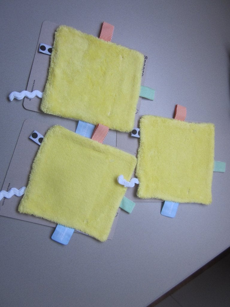 3x Snooze baby Zwitsal Neutral geel pluche knuffel-labeldoek, Overige merken, Nieuw, Ophalen of Verzenden, Wasbaar