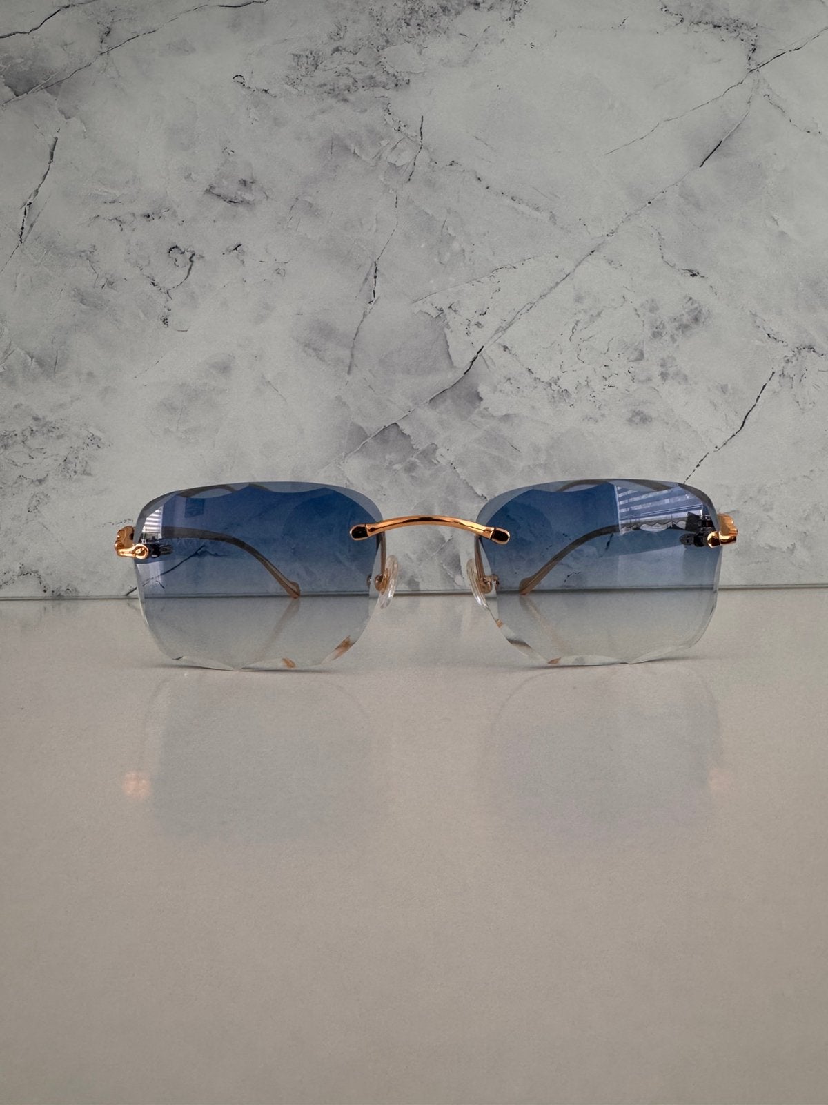 Cartier Panthére Goud/Blauw zonnebril, Sieraden, Tassen en Uiterlijk, Overige merken, Zonnebril, Blauw, Nieuw