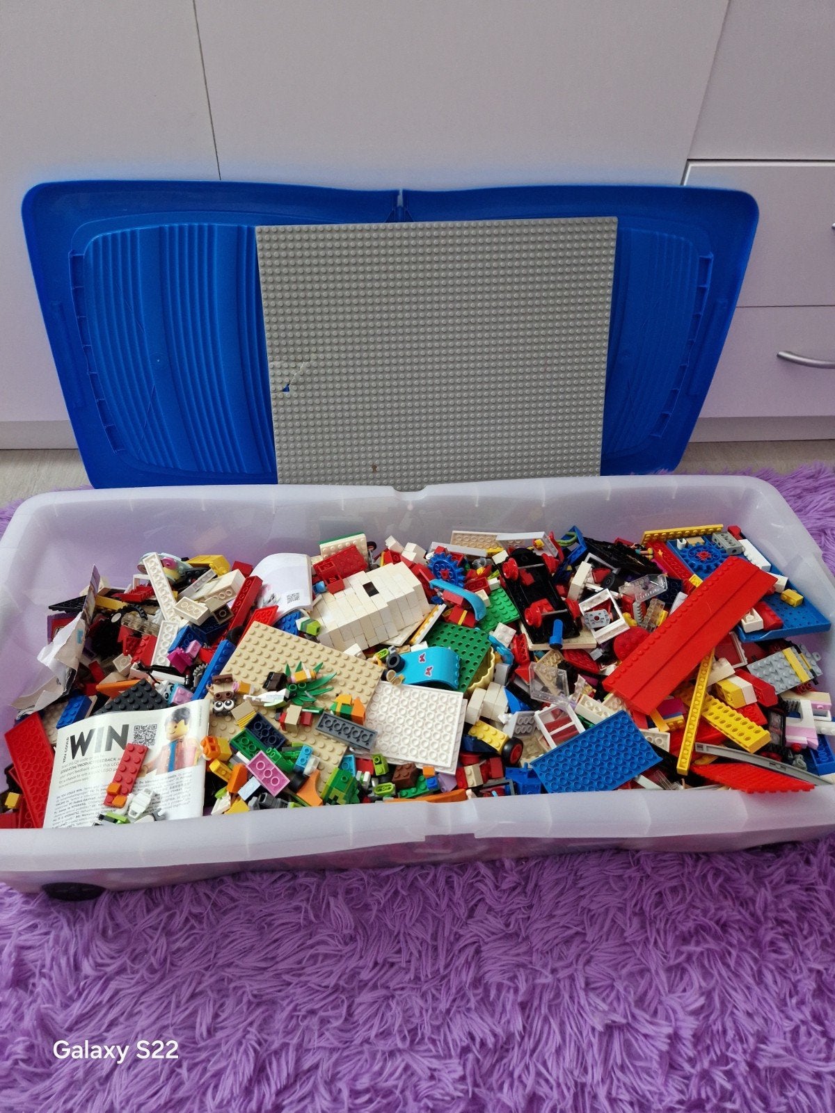 Grote partij LEGO stenen met grondplaat (grijs), Ophalen, Gebruikt