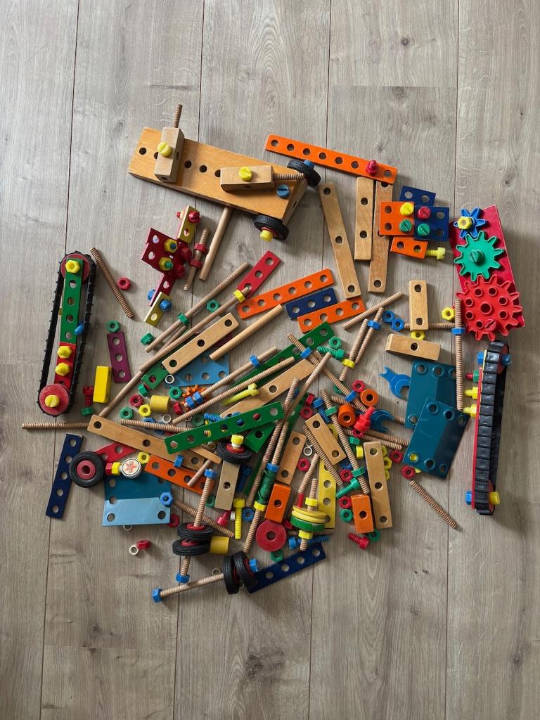 Sio - vintage houten constructie speelgoed voor kinderen., Ophalen of Verzenden