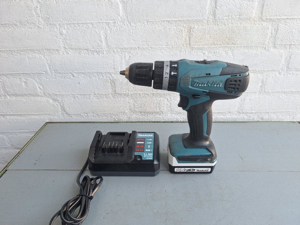 Makita HP347D accu klopboormachine 14,4V, Ophalen of Verzenden, Gebruikt, Boormachine