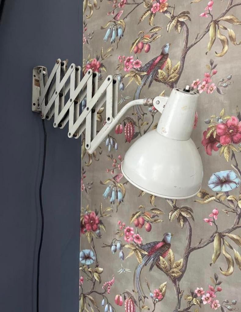 Vintage brocante schaarlamp, lichtgroen, Ophalen of Verzenden