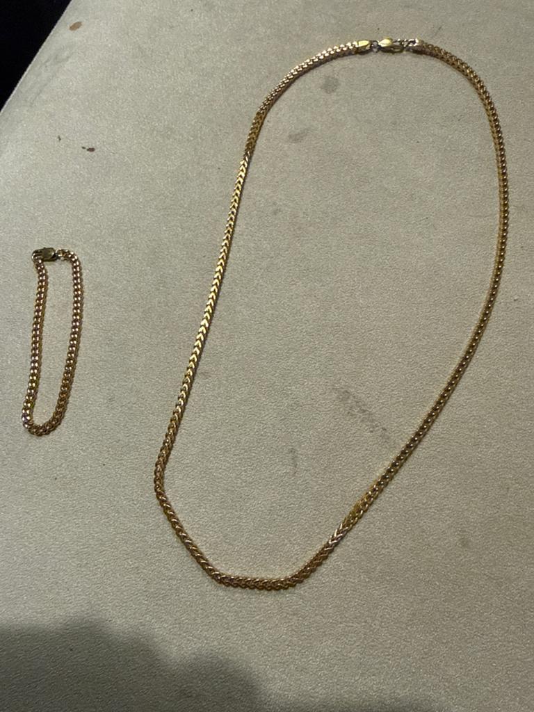 Goudkleurige Franco Ketting (3MM) & Cubana Armband (4MM) Set, Ophalen of Verzenden, Nieuw, Goud, Overige materialen