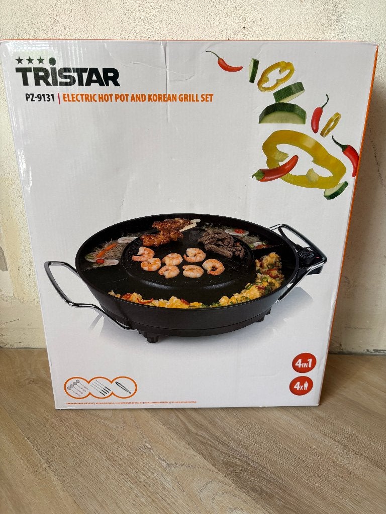 Tristar PZ-9131 Elektrische Hot Pot & Koreaanse Grill Set, Ophalen of Verzenden, Nieuw, 4 t/m 7 personen