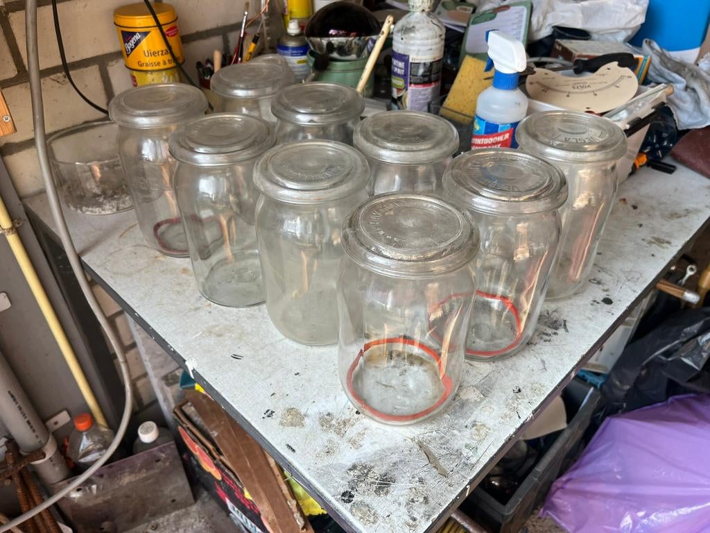 Weckpotten met deksel VEGLA 1/2, 3/4, 1 en 2 liter, Ophalen of Verzenden, Gebruikt, Glas, Pot, Bus of Blik