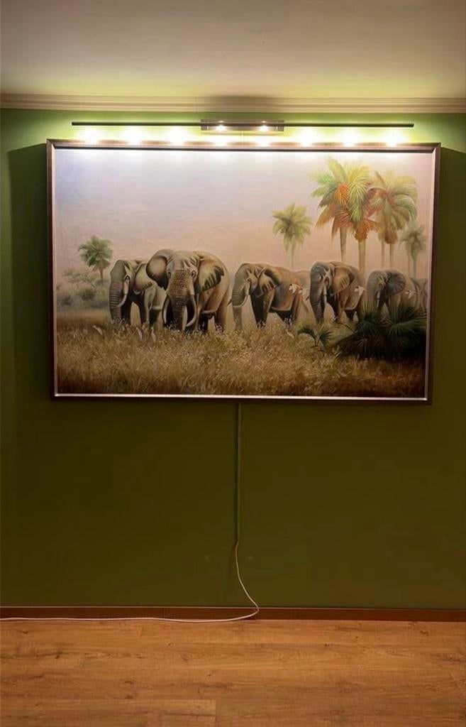 Schilderij olifanten met palmboomlandschap, Ophalen