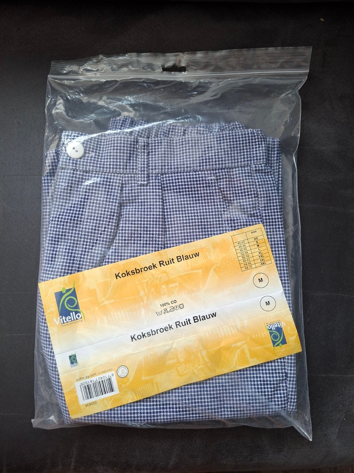 Koks-Bakkersbroek Ruit Blauw Maat M, Ophalen, Nieuw