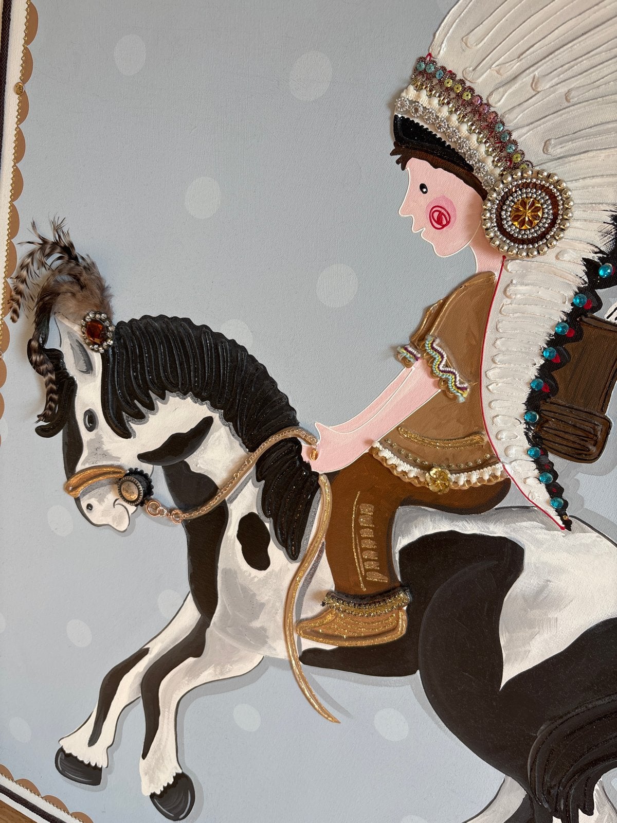 3D Canvas Schilderij Indiaan op Paard - 80x100 cm, Huis en Inrichting, Ophalen, Gebruikt, Schilderij, 75 tot 100 cm