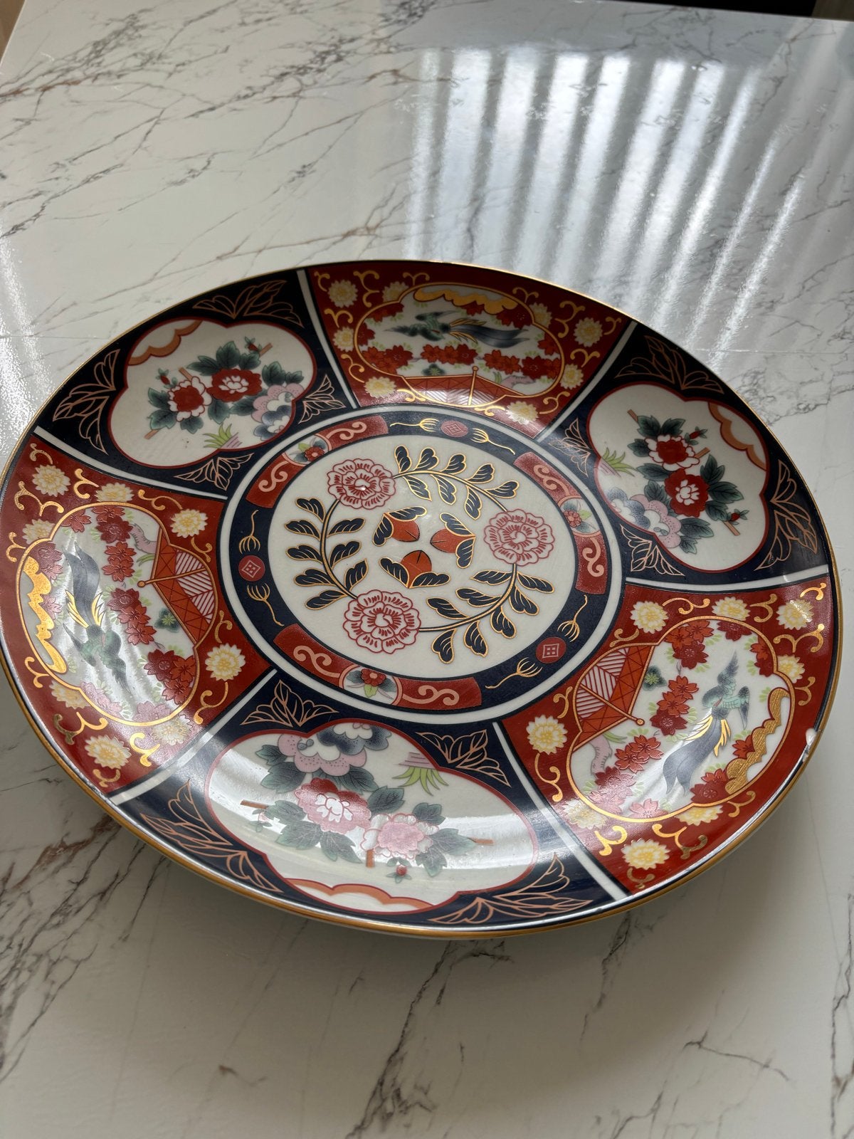 Decoratieve Chinese schaal/bord - 30 cm diameter, Ophalen of Verzenden, Zo goed als nieuw, Rond, Porselein of Keramiek