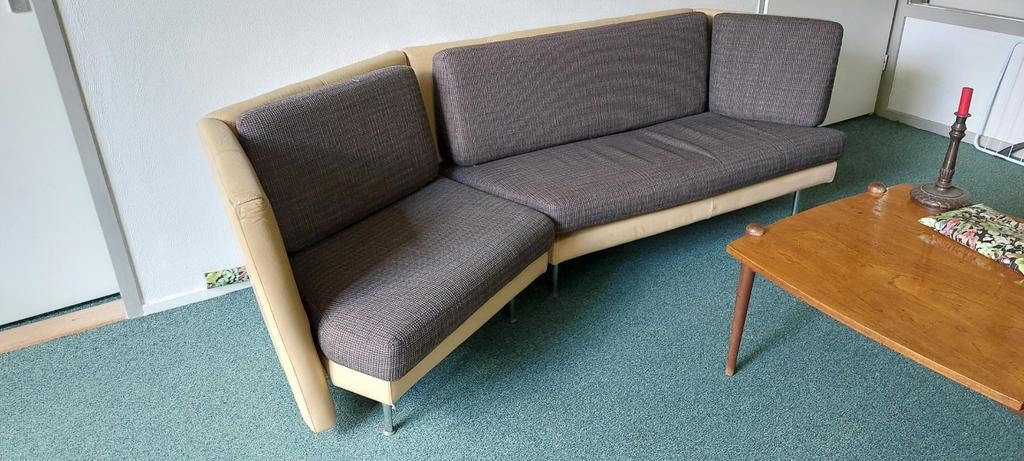 Vintage Leolux driezitsbank - Kussens opnieuw bekleed, Ophalen, Gebruikt, Vintage, Driepersoons