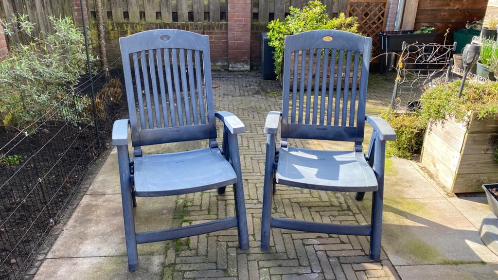 Hartmann tuinstoelen, Tuin en Terras, Ophalen, Gebruikt, Kunststof, Verstelbaar