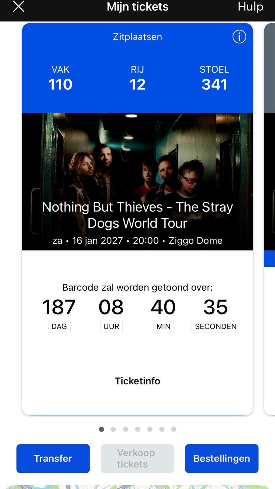 1 zitplaats 1e ring Nothing but thieves Ziggo Dome zaterdag, Eén persoon