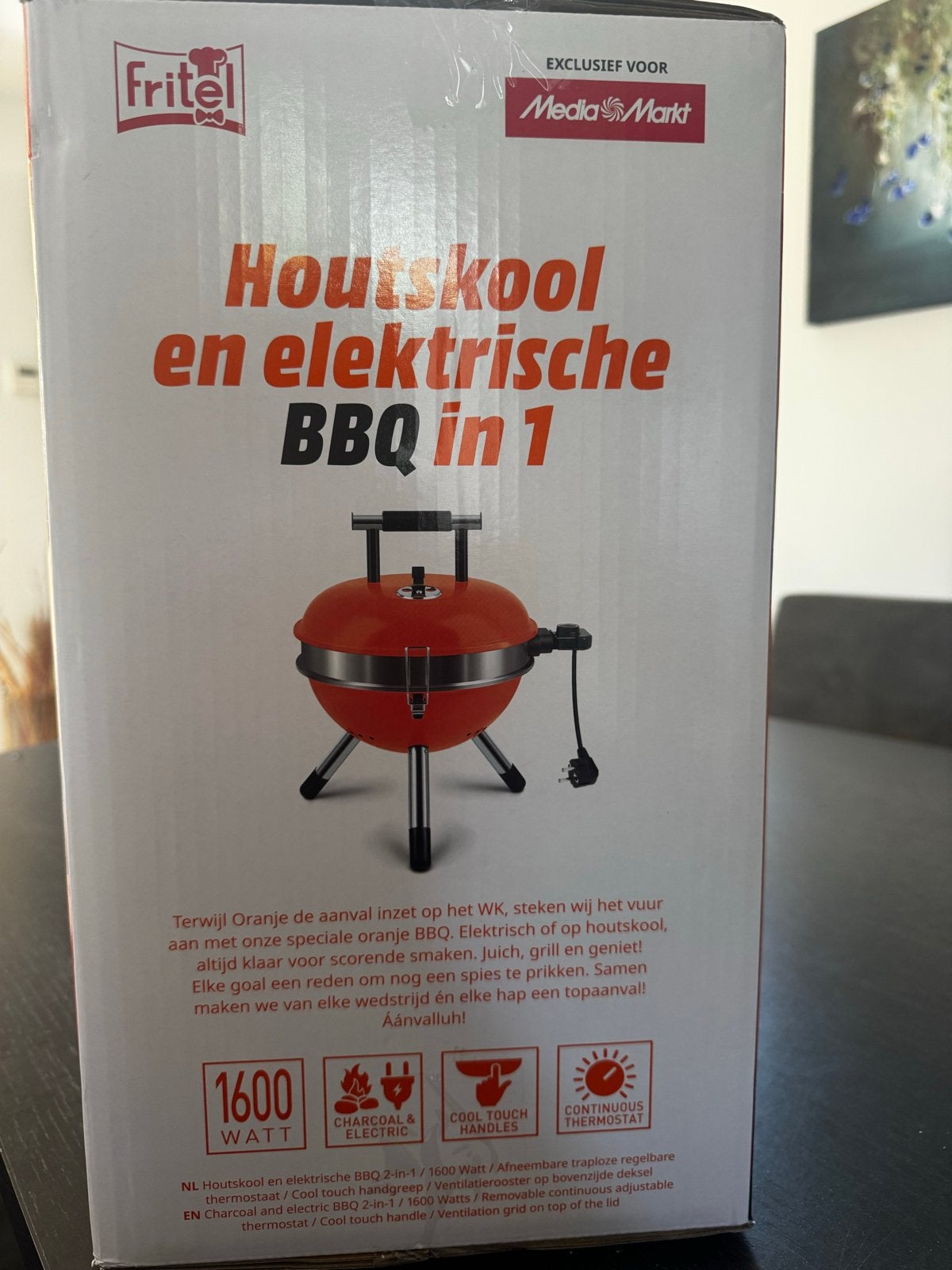 Fritel 2-in-1 Houtskool & Elektrische BBQ - WK Editie, Ophalen, Nieuw
