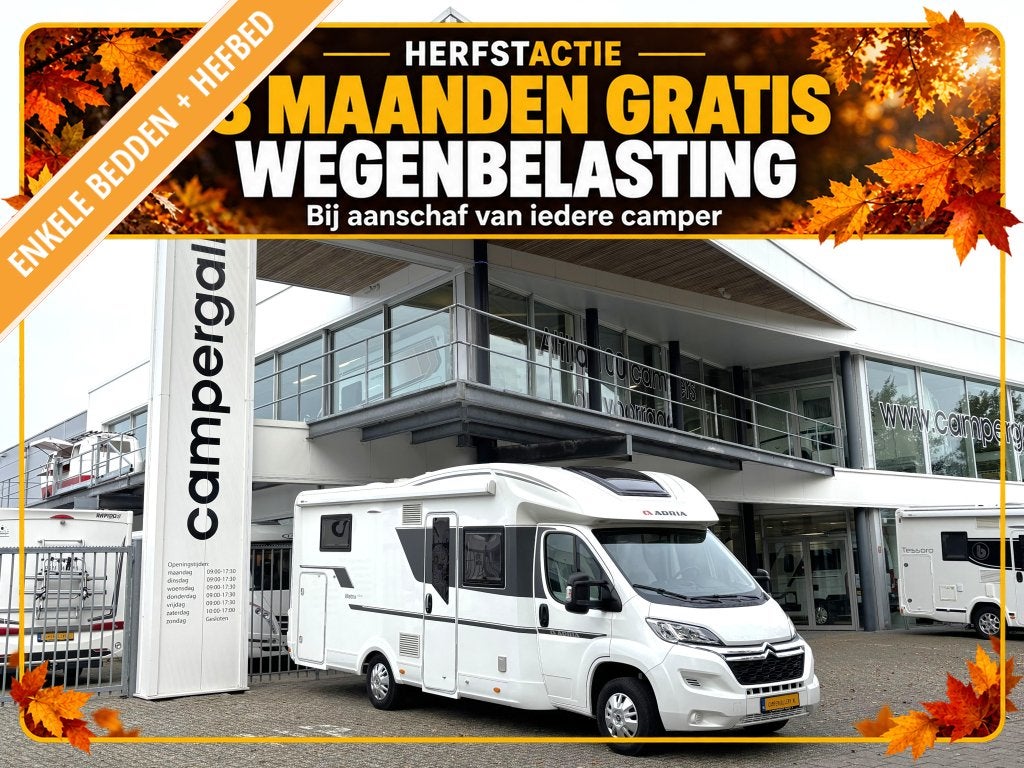 Adria Matrix 670DL ENKELEBEDDEN HEFBED FACE TO FACE 48.770KM, Caravans en Kamperen, 7 tot 8 meter, Bedrijf, Adria, 7 tot 8 meter