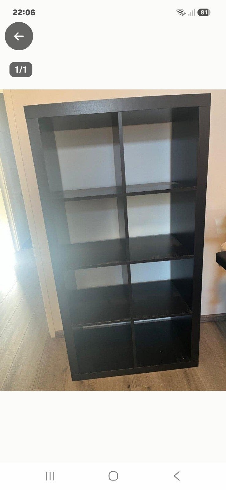 Ikea Kallax zwartbruin 4x2 vakkenkast, Huis en Inrichting, Ophalen, Gebruikt, 25 tot 50 cm