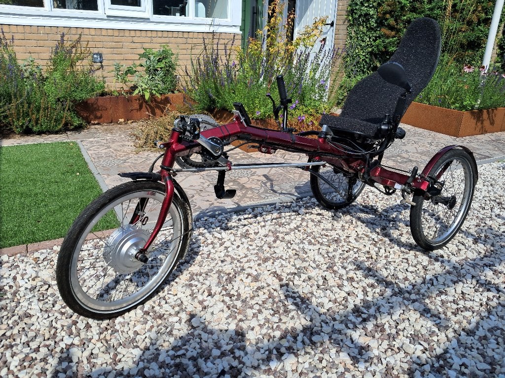ligfiets driewieler met trapondersteuning, Gebruikt, 59 cm of meer, 50 km per accu of meer, Ophalen