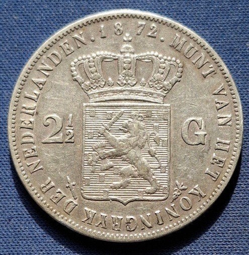 Nederland 2½ gulden 1872 Km 82, Koning Willem III, Verzenden, Goud, Losse munt