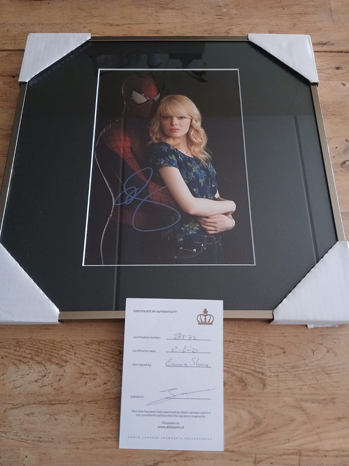 Gesigneerde foto Emma Stone (Spider-Man) met COA, Ophalen
