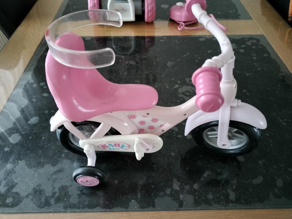Baby Born driewieler roze met duwstang, Ophalen, Zo goed als nieuw, Overige typen