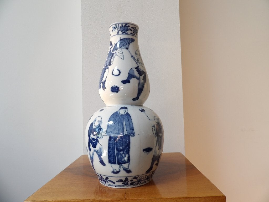 Chinese Kangxi style Vaas, blauw/wit, Ophalen of Verzenden