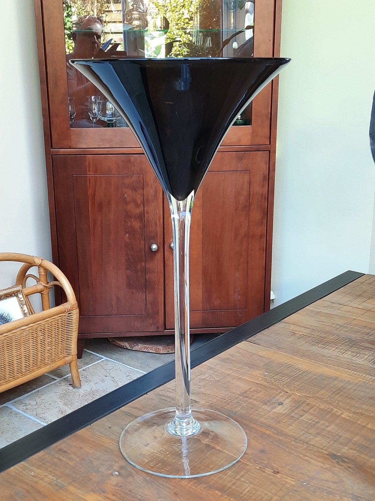 Groot decoratief bruin glas op voet 50 cm !, Schaal, Rond, Ophalen of Verzenden, Glas