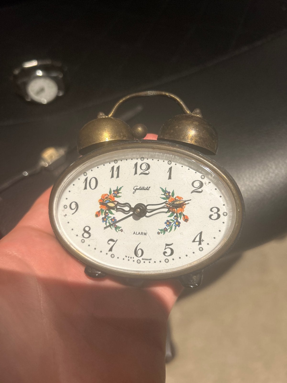 Vintage Goldbühl Wekker - Oud Klokje met Bloemen, Ophalen of Verzenden