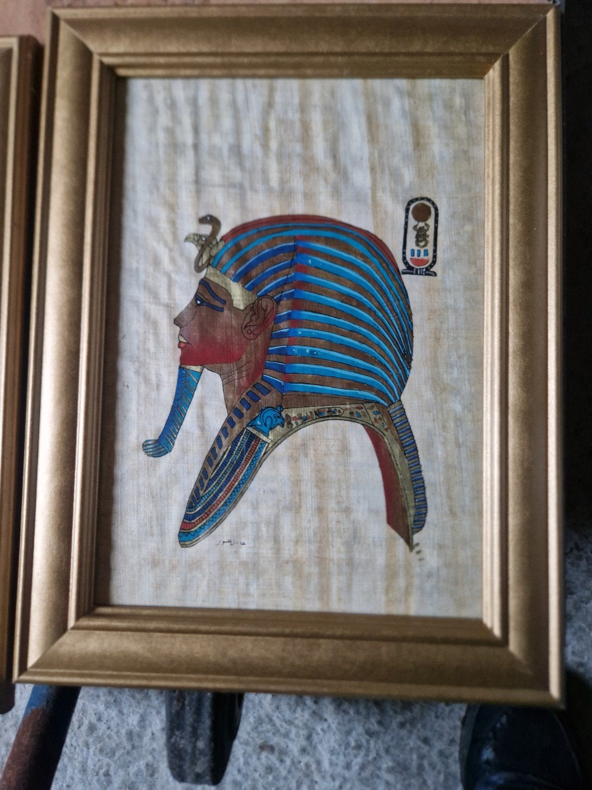 Set van 2 Egyptische Papyrus Schilderijen - Toetanchamon, Ophalen of Verzenden