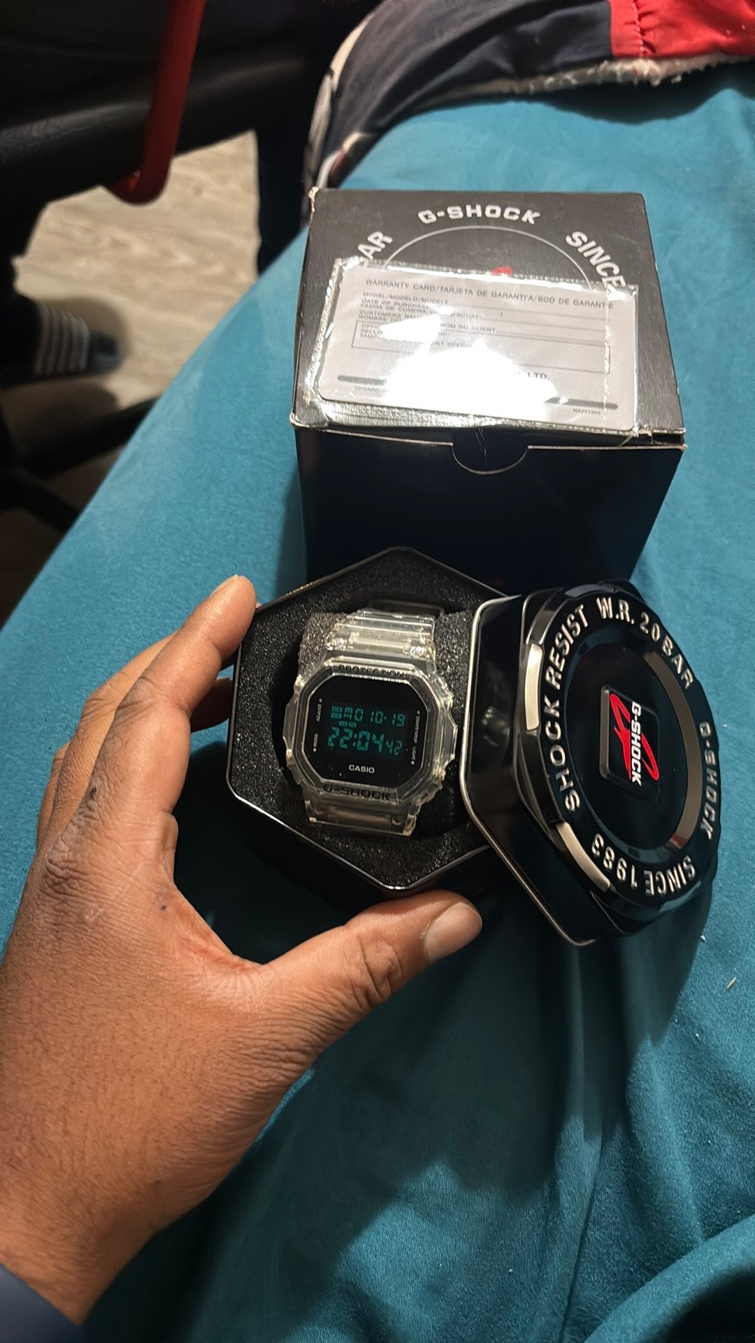 Casio G-Shock transparant – Compleet met doos en papieren, Ophalen of Verzenden, Zo goed als nieuw, Kunststof, Casio