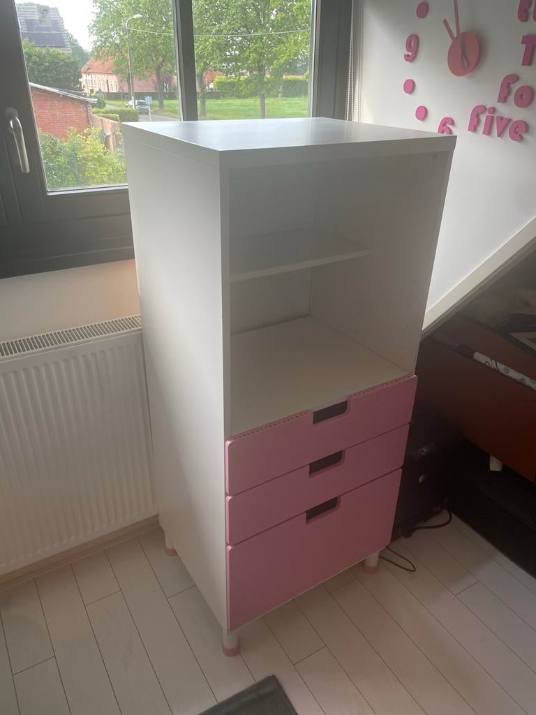 Witte ikea kast stuva met roze lades - Ideaal voor kinderen, Huis en Inrichting, Kasten | Ladekasten, Ophalen, 100 tot 150 cm