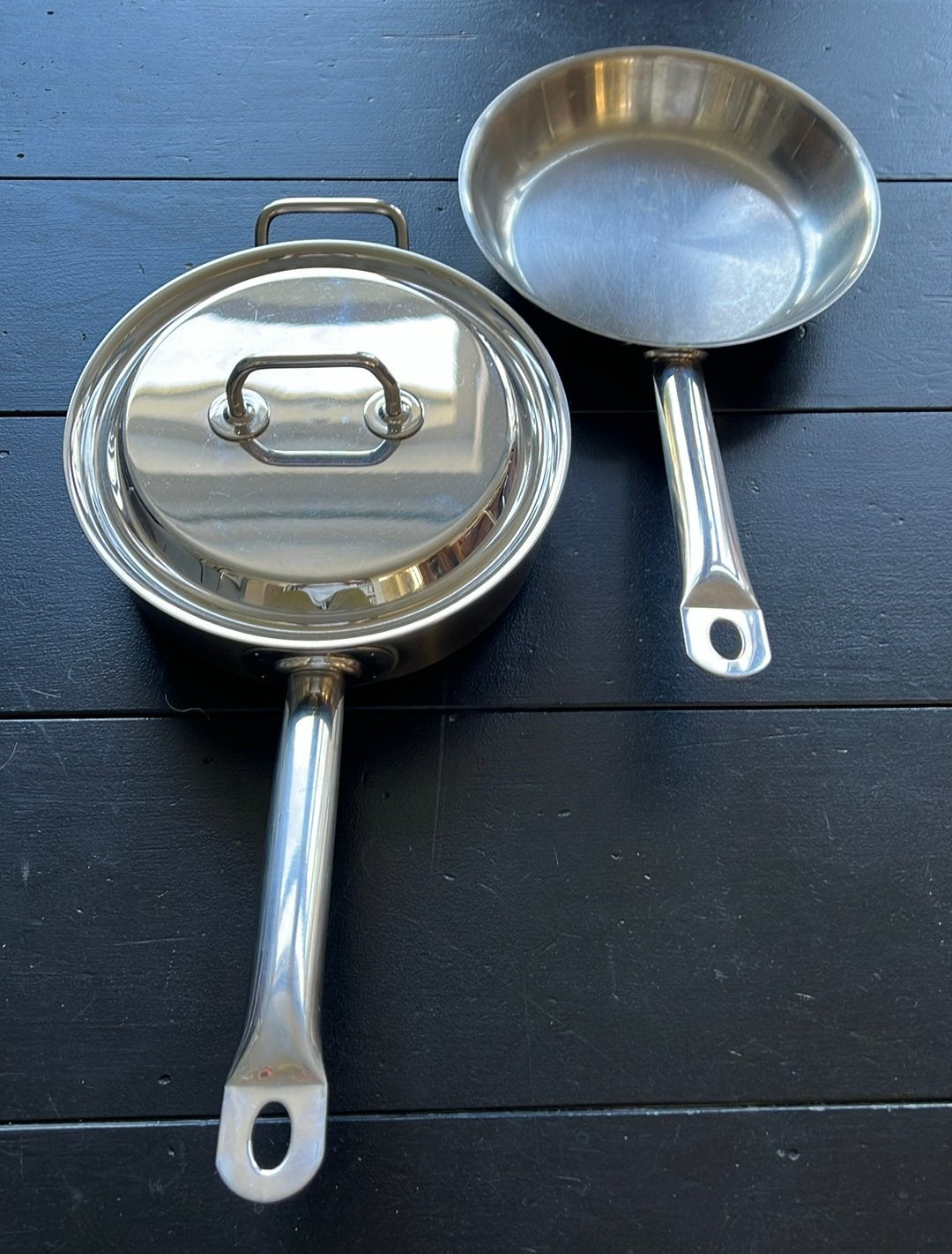 Sigg pannen (set van 2) hapjespan met deksel & koekenpan, Huis en Inrichting, Keuken | Potten en Pannen, Gebruikt, Rvs, Overige merken