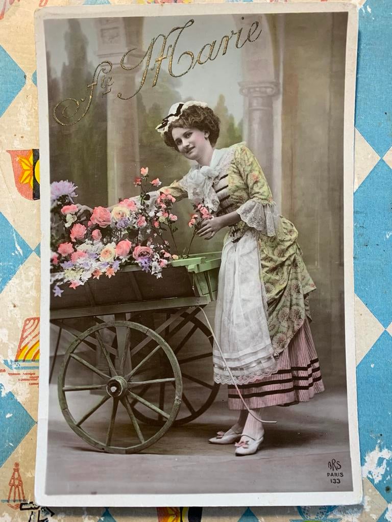 Ste Marie - dame met bloemenkar (RR), Ophalen of Verzenden, Voor 1920, Gelopen, Overige thema's