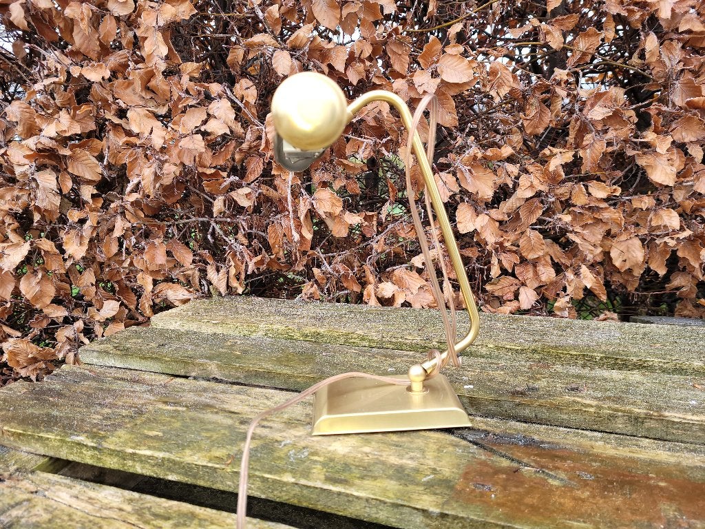 schitterende messing brocante tafellamp bureaulamp, Ophalen of Verzenden