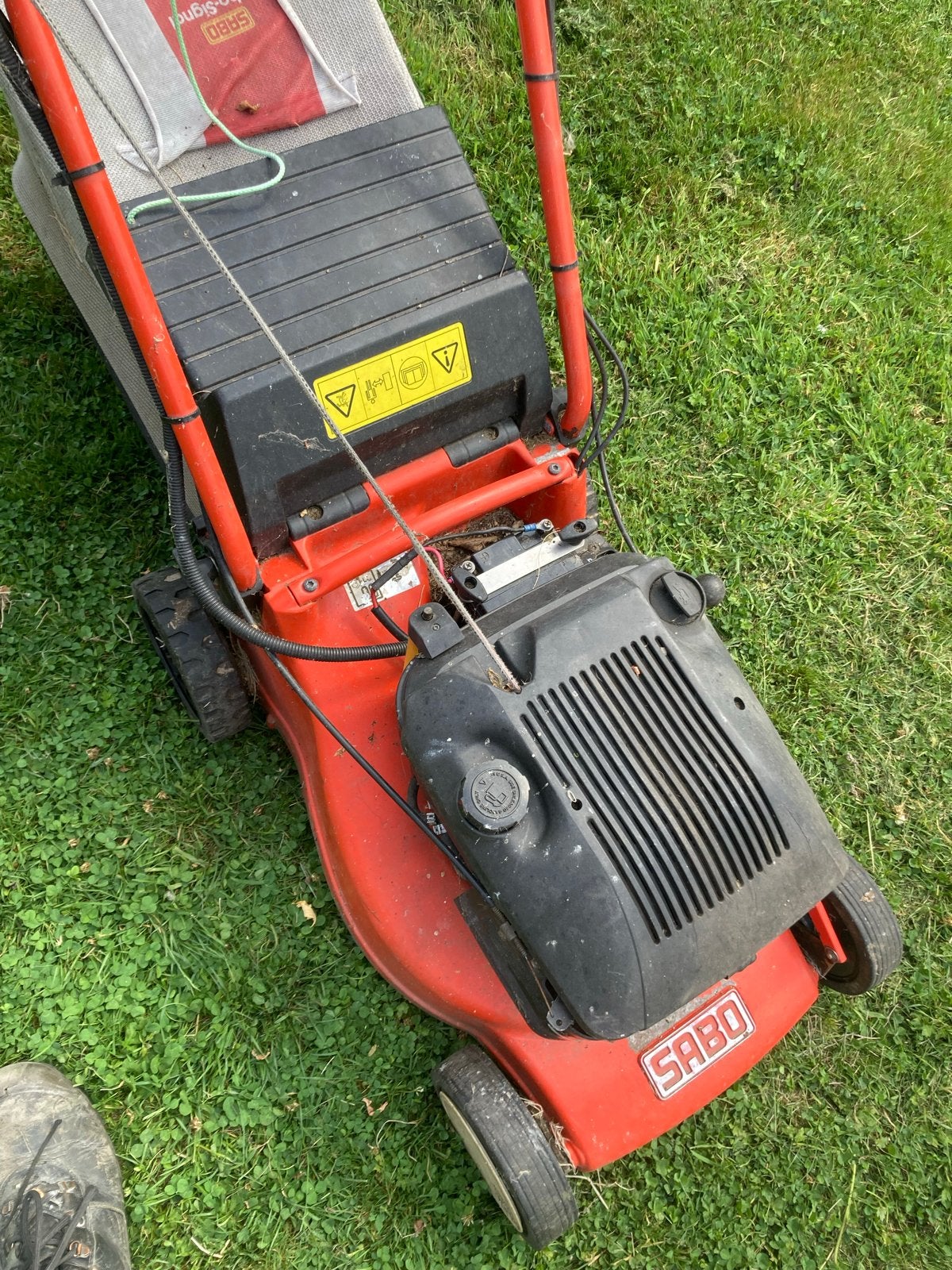 Sabo grasmaaier - Benzine - Gebruikt, Tuin en Terras, Grasmaaiers, Ophalen, Cirkelmaaier, Gebruikt, 40 t/m 49 cm