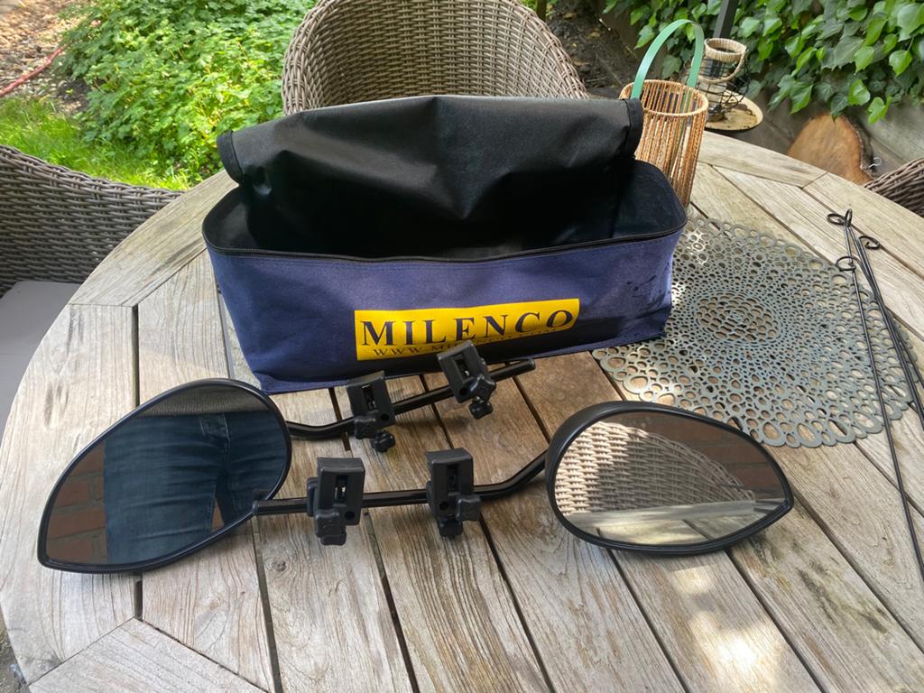 Milenco universele caravanspiegels, Caravans en Kamperen, Caravan accessoires, Ophalen, Zo goed als nieuw