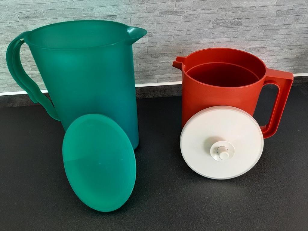 Tupperware serveerkan sapkan schenkkan 1.7 of 2lt campingtip, Ophalen of Verzenden, Gebruikt, Groen, Overige typen