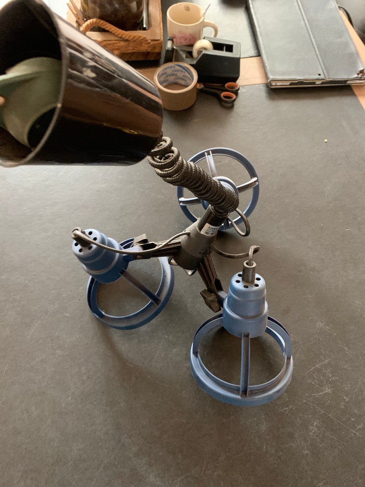 Vintage Lival Young K-60/3 lamp, blauw, industrieel design, Overige merken, Gebruikt, Industrieel, Metaal