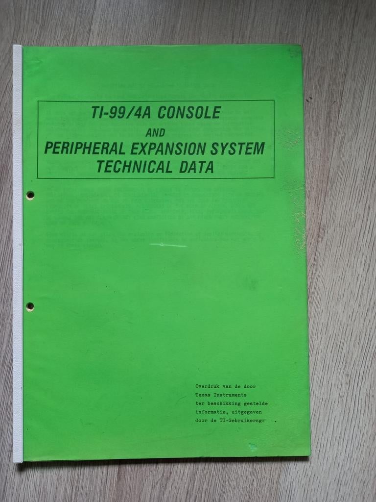 Technisch manual voor de TI-99/4A homecomputer, Computers en Software, Vintage Computers, Ophalen of Verzenden