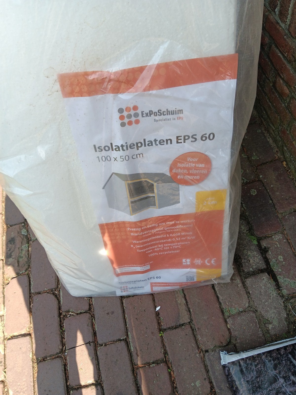 2 pakken a 8 stuks polystyreen isolatieplaten, Doe-het-zelf en Verbouw, Platen en Panelen, Ophalen, Nieuw, Overige materialen