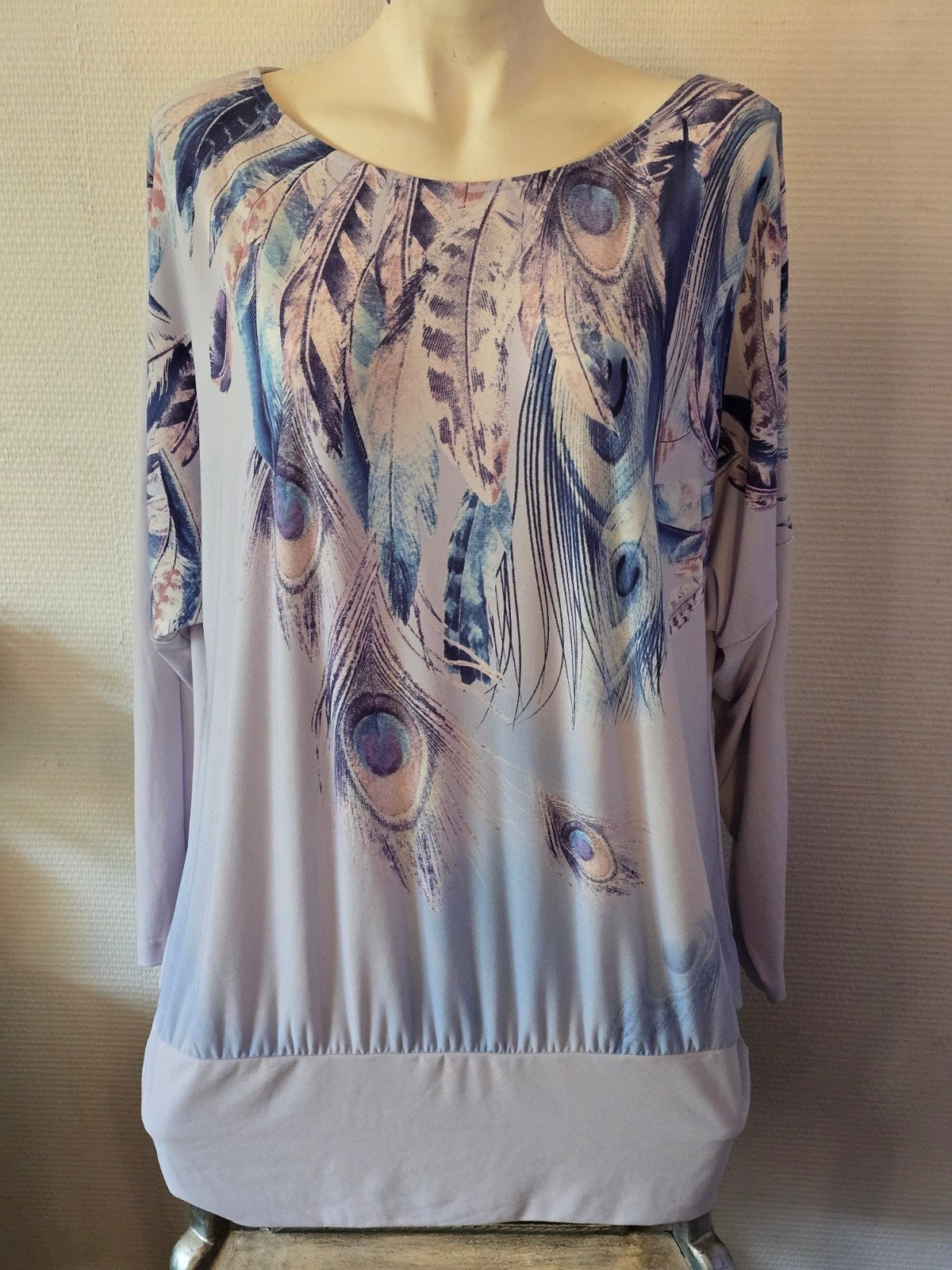 Body Flirt Boutique Jurk met Pauwenveren Print Maat 48/50, Blauw, Jurk, Body Flirt Boutique, Ophalen of Verzenden