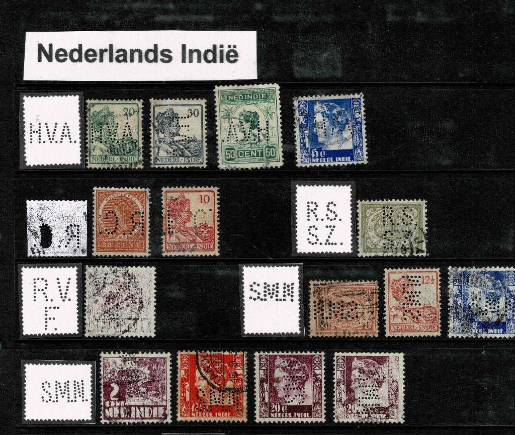 Perfins van Ned. Indie en Curacao/, Postzegels en Munten, Verzenden, T/m 1940, Gestempeld