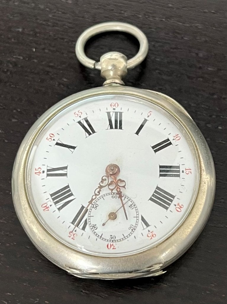 Antiek zilveren zakhorloge, 19e eeuw, Overige merken, Zakhorloge, Ophalen of Verzenden, Voor 1900
