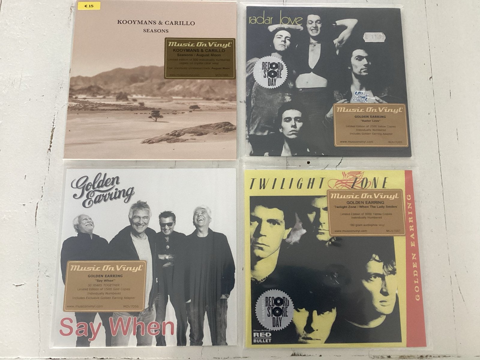 Golden Earring & Kooymans (4x singles mint/gekleurd vinyl), Rock, 7 inch, Ophalen of Verzenden, EP