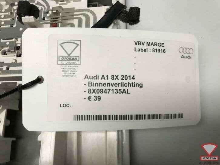 audi a1 8x 2014 binnenverlichting hemel 8x0947135al, Gebruikt, AUDI AG, Auto-Union-Strasse 1
85045  Ingolstadt, DE, Kundenbetreuung@audi.de
