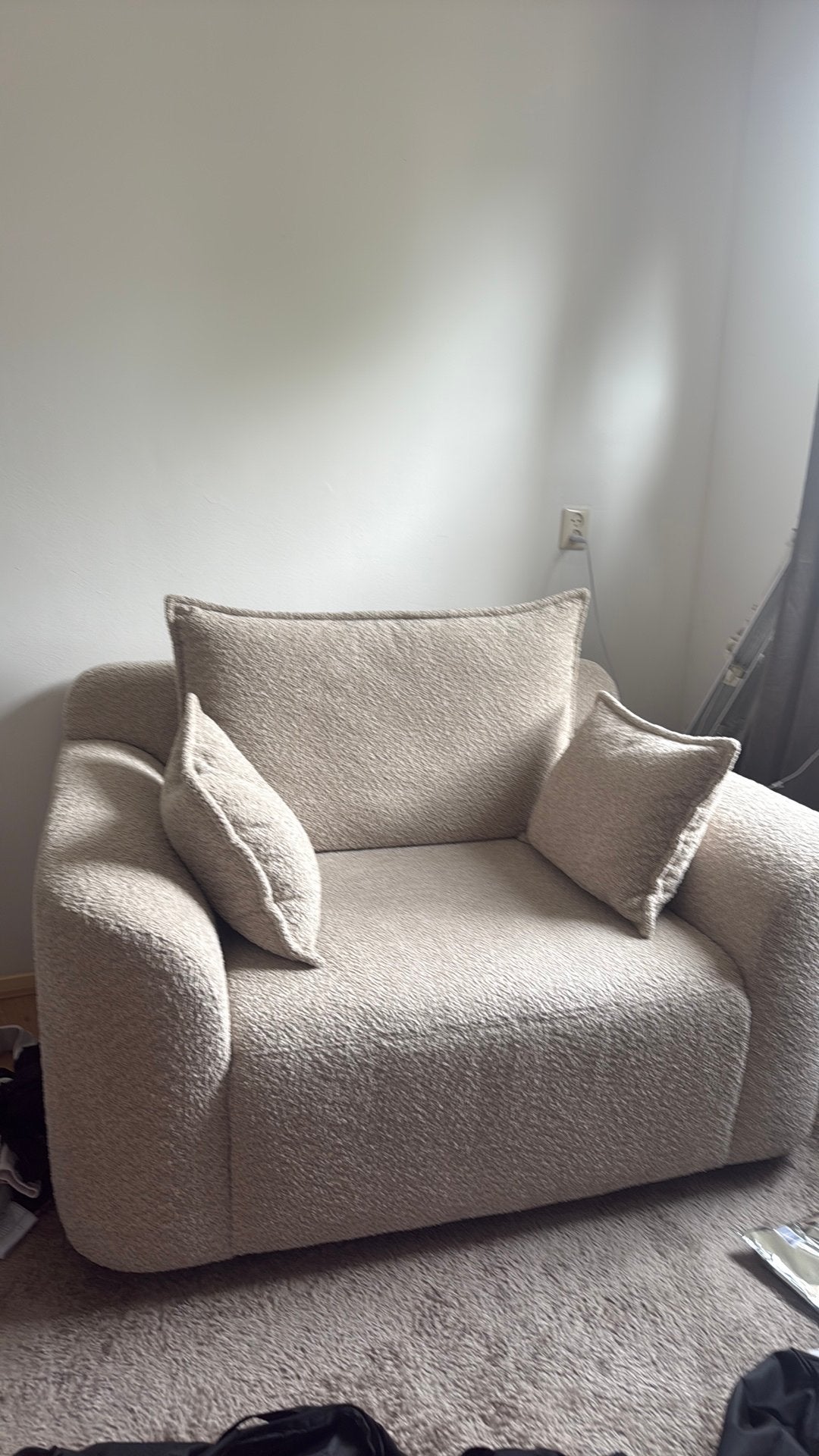 Draaistoel fauteuil draai loveseat Elsa met bies Teddy stof, Eenpersoons, 75 tot 100 cm, Ophalen of Verzenden, Zo goed als nieuw