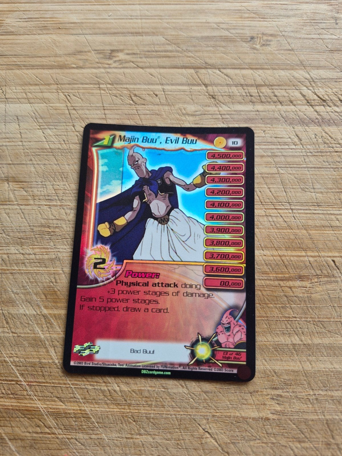 Dragon Ball Z Majin Buu Evil Buu Kaart foil, Ophalen of Verzenden, Gebruikt, Losse kaart